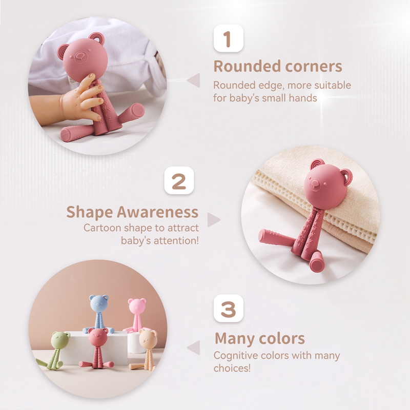 TeWindsor-Hochet de dentition en silicone pour bébé, jouets tactiles pour nouveau-nés, 0-12 mois