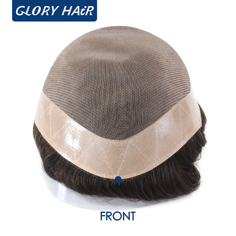 GLORYHAIR-Fine Mono DMC 5 cali męska proteza kapilarna trwałe ludzkie włosy tupecik męski peruka dla peruka męska