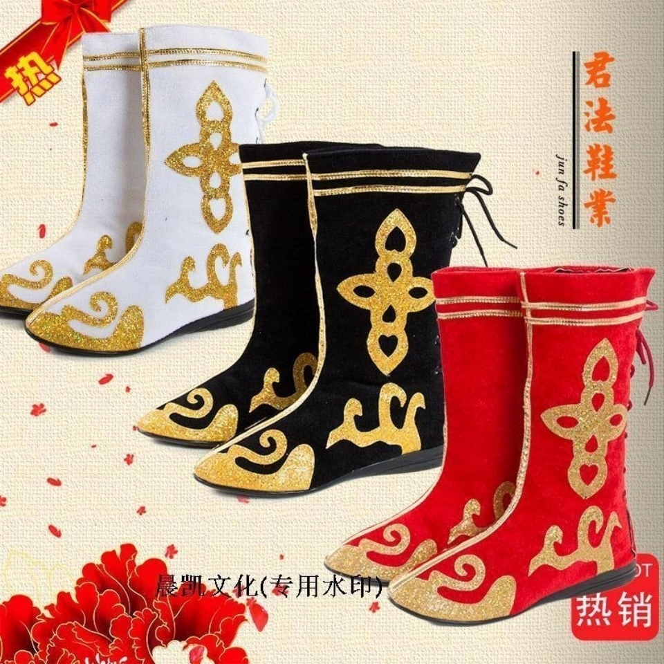 ethnic Mongolia boots drum beating short bootsTibetan boots men's Chinese Hanfu boots cos martial art performance opera shoes