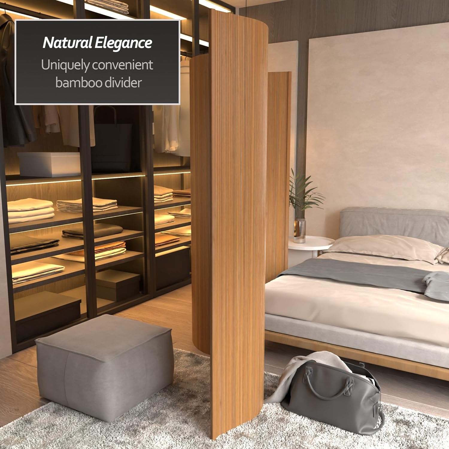 Furniture 6 ft. Tall Bamboo Wave Screen - Natural