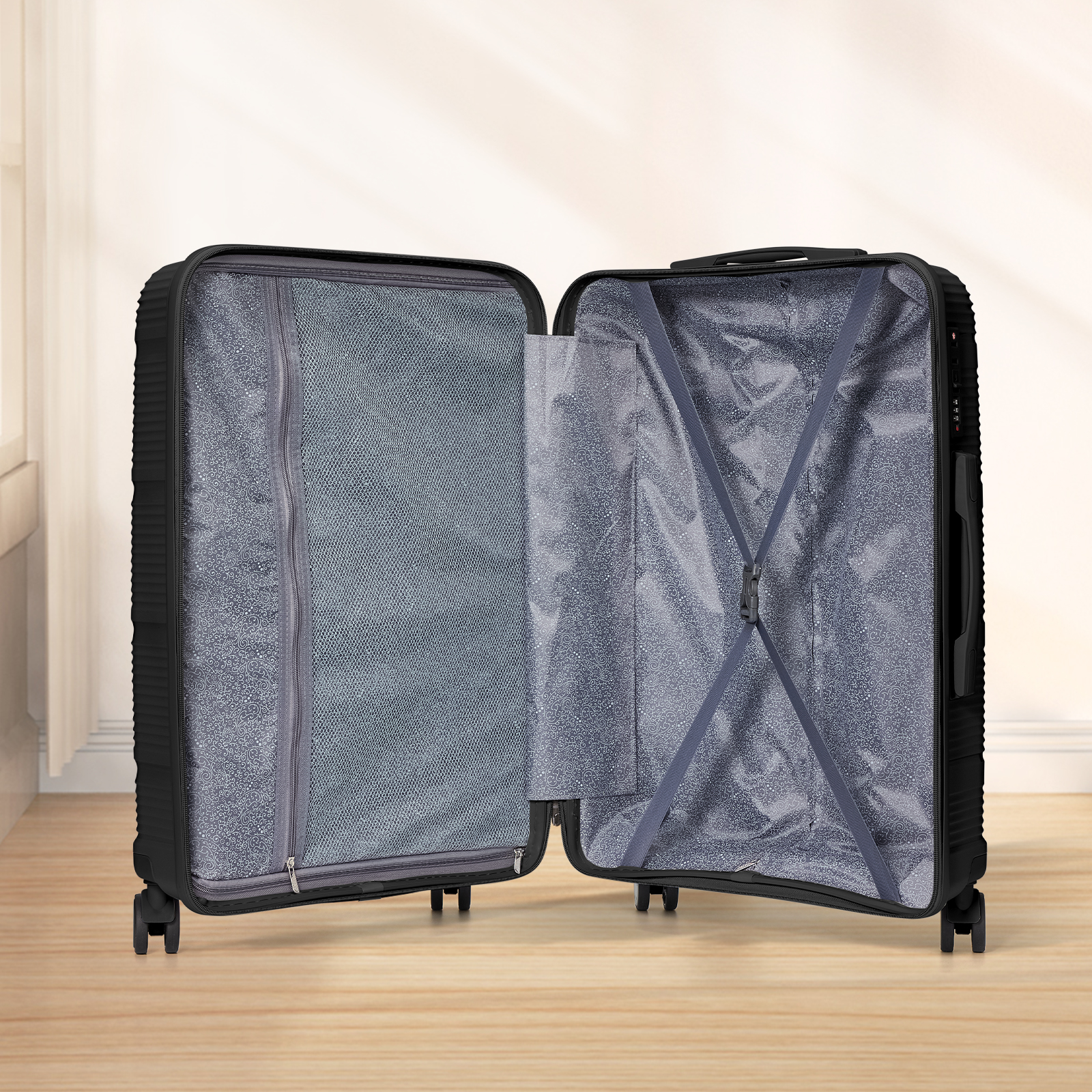 Mala de viagem rolante com estojo cosmético, carrinho, bagagem de embarque, cabine, rodas giratórias, 13 20"