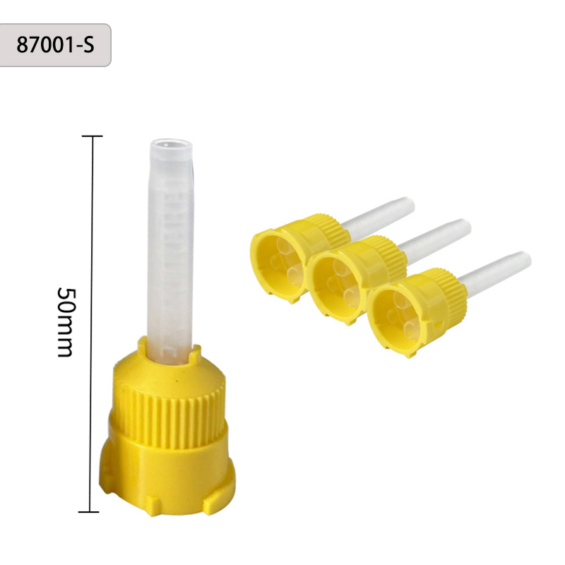 Pontas de mistura de impressão dentária descartáveis, 50/100 peças, ponta intraoral amarela 1:1 para bicos de material de impressão, tubo de mistura
