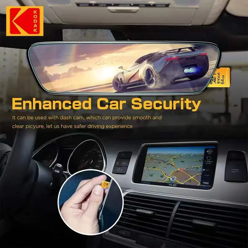 Kodak Micro SD 카드 미니 SD 클래스 10 32GB 64GB 128GB 256GB 고속 쓰기 슈퍼 호환성 전화 카메라 Meomory 카드