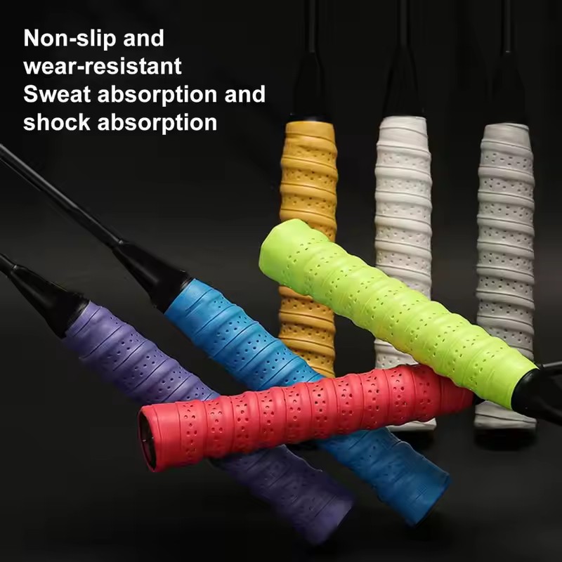 Aperto de raquete de tênis alça de couro envoltório premium perfurado antiderrapante overgrip de tênis para raquetes engrossado antiderrapante para badminton