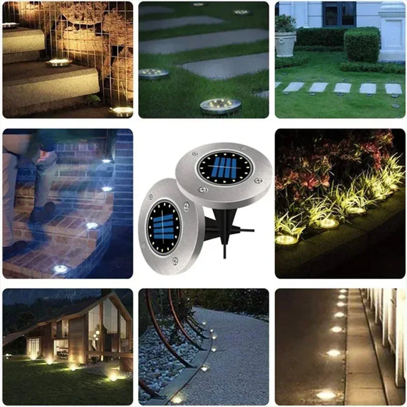 1/4/8Pack 태양 광 조명 야외 8/20LED 디스크 지하 램프 스포트라이트 홈 정원 잔디 마당 장식에 대 한 태양 빛 묻혀