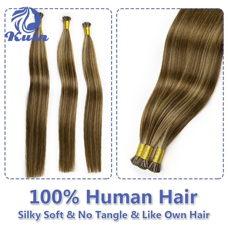 Extensões retas do cabelo humano do I-Tip, cabelo natural real, cabelo feito sob encomenda da queratina, cor do Ombre, forma