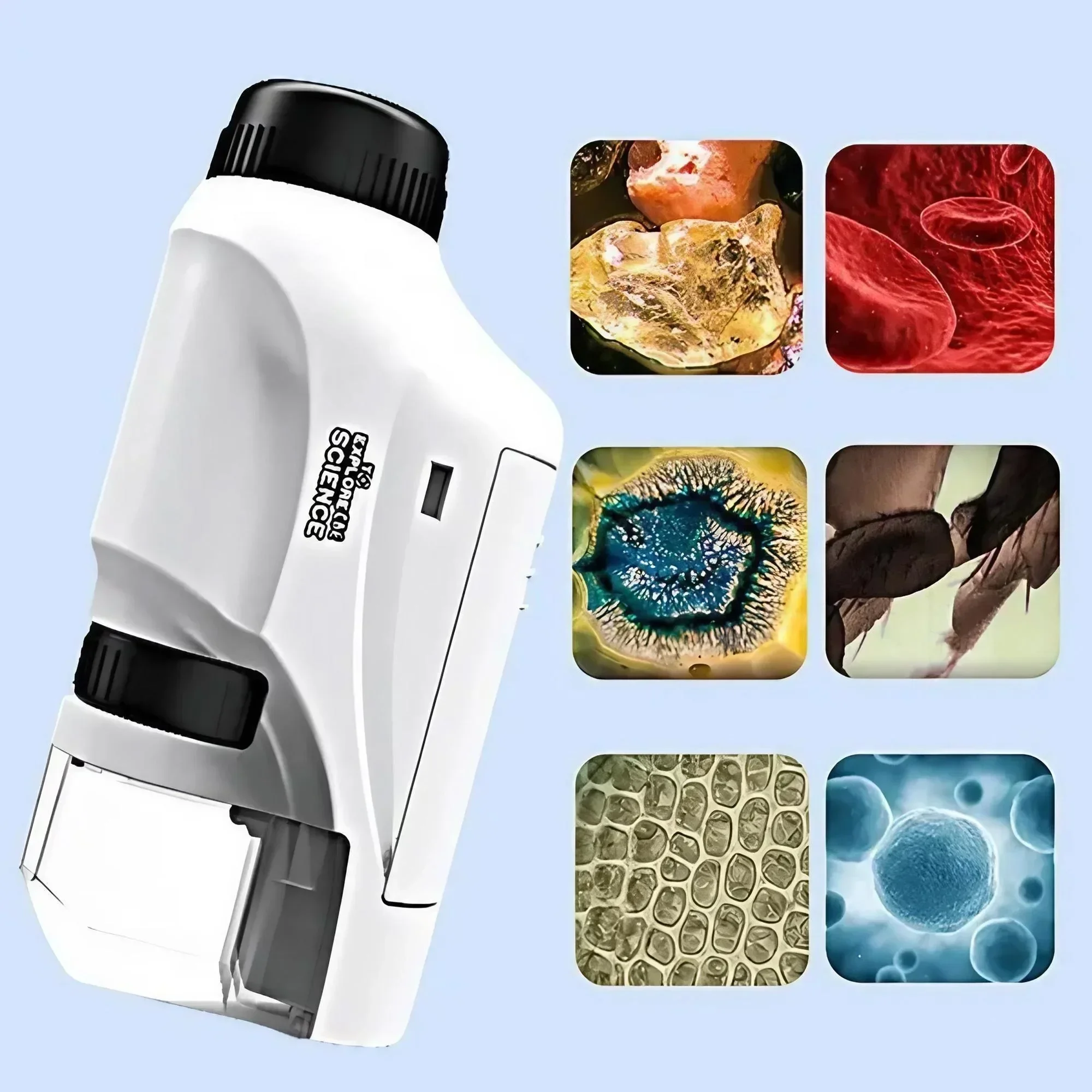 Kit de microscopio de mano para niños, luz LED de laboratorio, 60X, 120X, hogar, escuela, biología, ciencia, juguetes educativos, Brinquedo, regalo STEM