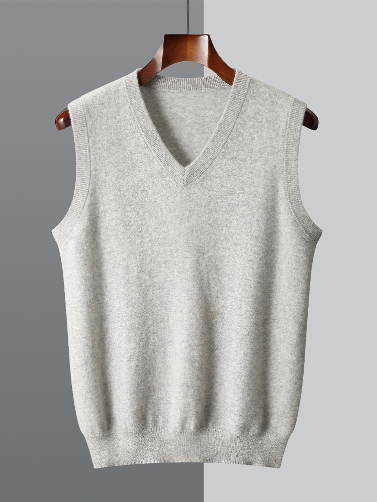 Homens lã com decote em v camisola colete pulôver outono inverno básico casual cashmere 100% lã merino malha macia sem mangas colete topo