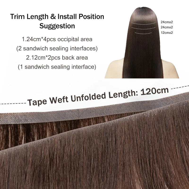 Fita longa invisível pu trama pacotes de cabelo humano cabelo natural real sem costura e sem cola fita injetada em extensões de cabelo pontas grossas
