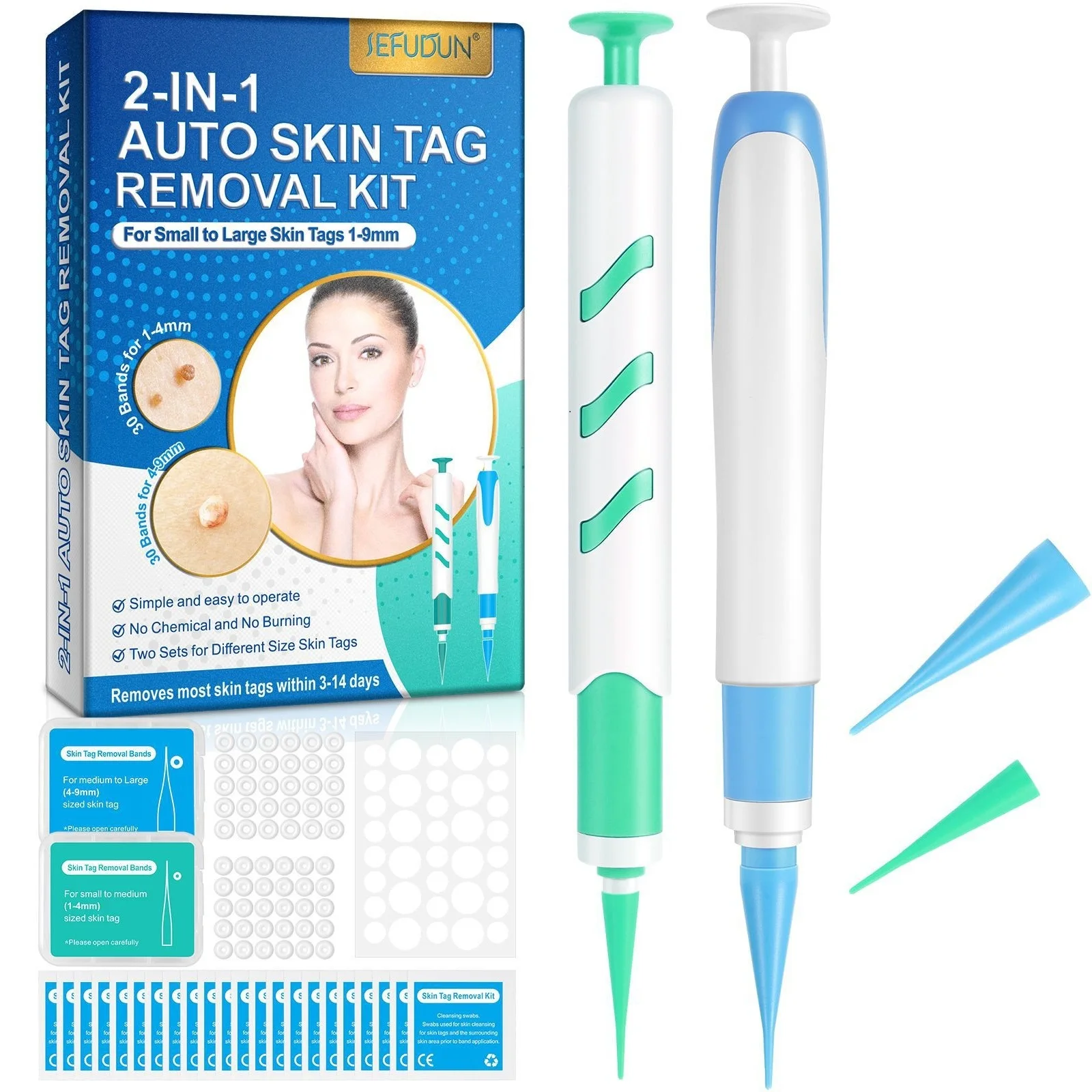 Kit de herramientas de eliminación automática de marcas en la piel 2 en 1 con hisopos de limpieza herramienta para el cuidado de la piel facial