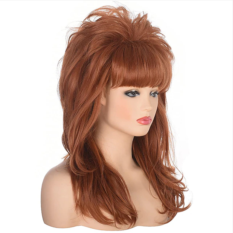 HAIRJOY 80s ผู้หญิง Peggy Bundy Beehive วิกผมยาวหยักวิกผมสังเคราะห์สําหรับแต่งงานแม่บ้าน Vintage เครื่องแต่งกายคอสเพลย์ฮาโลวีน