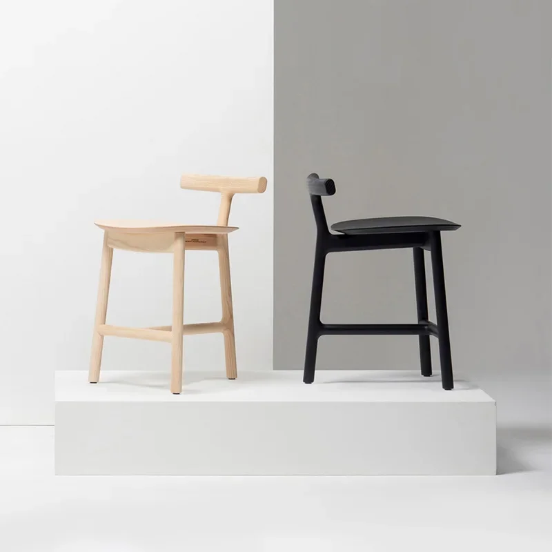 ไม้เก้าอี้บาร์สูงแฟชั่น Island Designer เก้าอี้บาร์ Creative Leisure Modern ในครัวเรือนพนักพิง Chaise Bancos Para