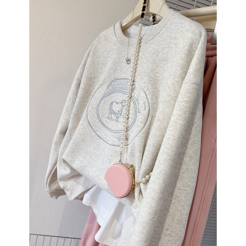 Ins Sle Women's Fleece Lined Letter Embroidered Loose Sweatshirt Thickened Autumn Winter New Arrival Korean Version Casual Top