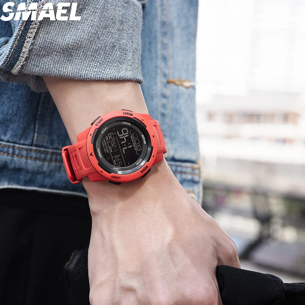 Reloj SMAEL 8105 para hombre, relojes digitales, relojes de pulsera deportivos LED, reloj resistente al agua hasta 50m, cronómetro con luz Digital