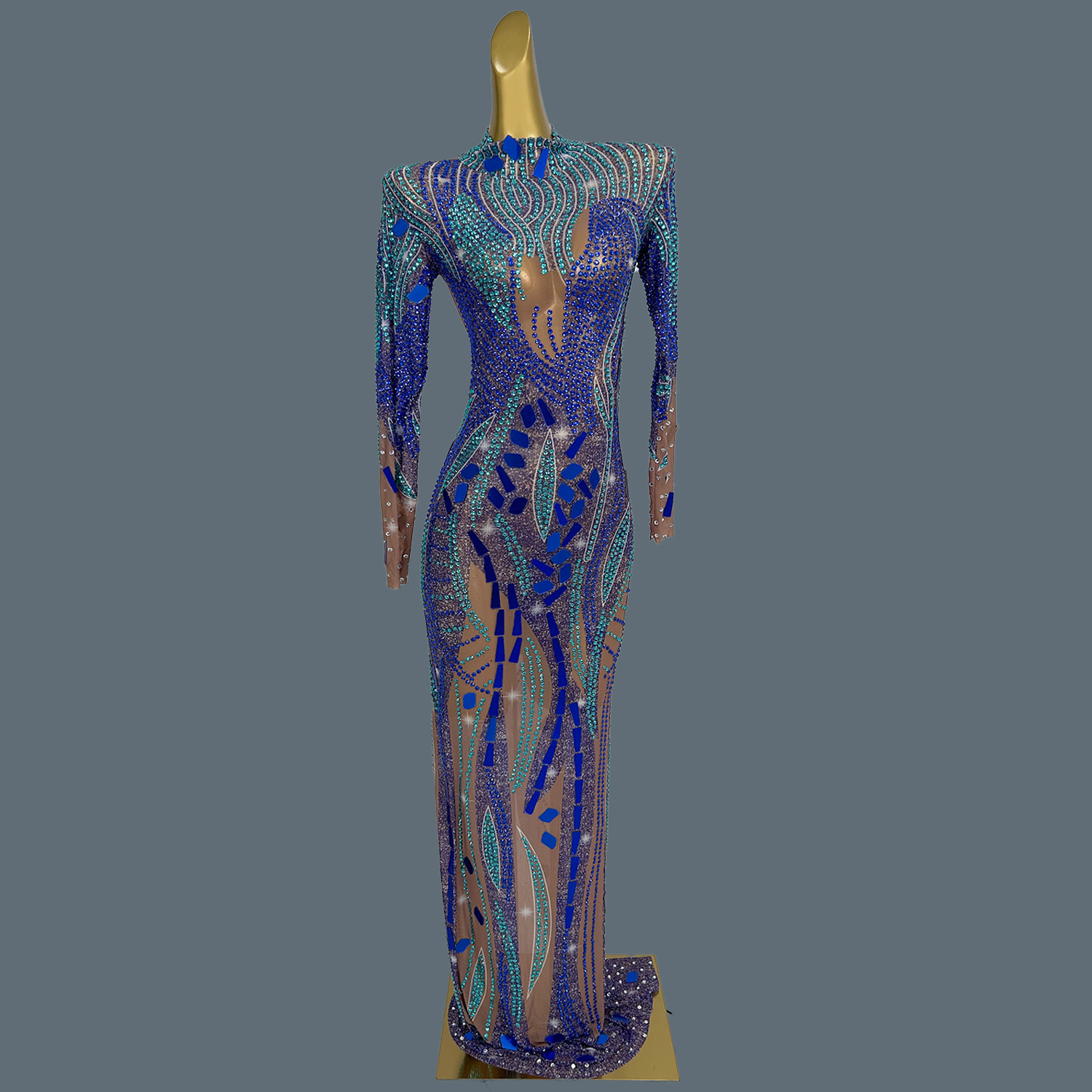 Сексуальное прозрачное сетчатое вечернее платье с блестящими стразами, вечерние для ночного клуба, женская одежда, элегантное длинное платье для празднования дня рождения, Xingkongding