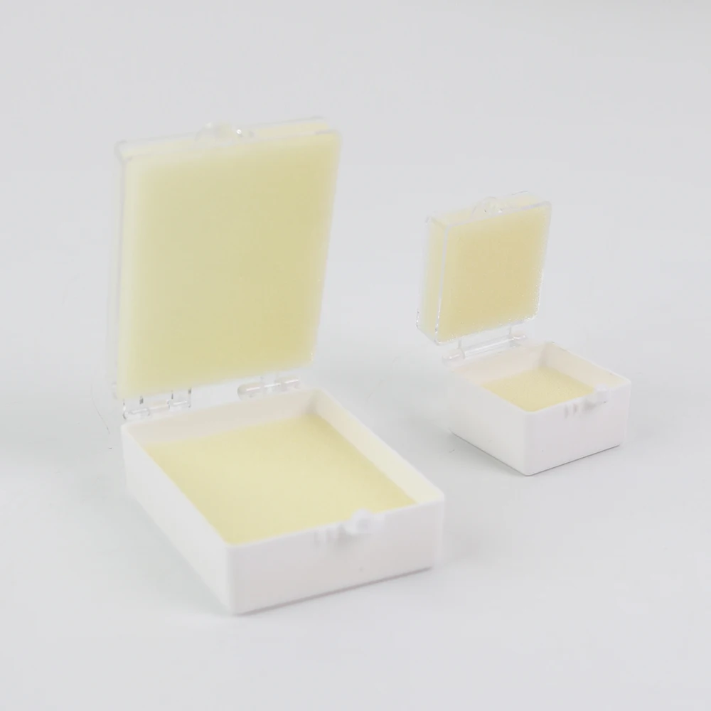 Caja de almacenamiento de implante Dental, 100 Uds., 1 pulgada, 2 pulgadas, con esponja, caja de plástico para dentadura, azul, negro, blanco, herramienta de odontología, laboratorio