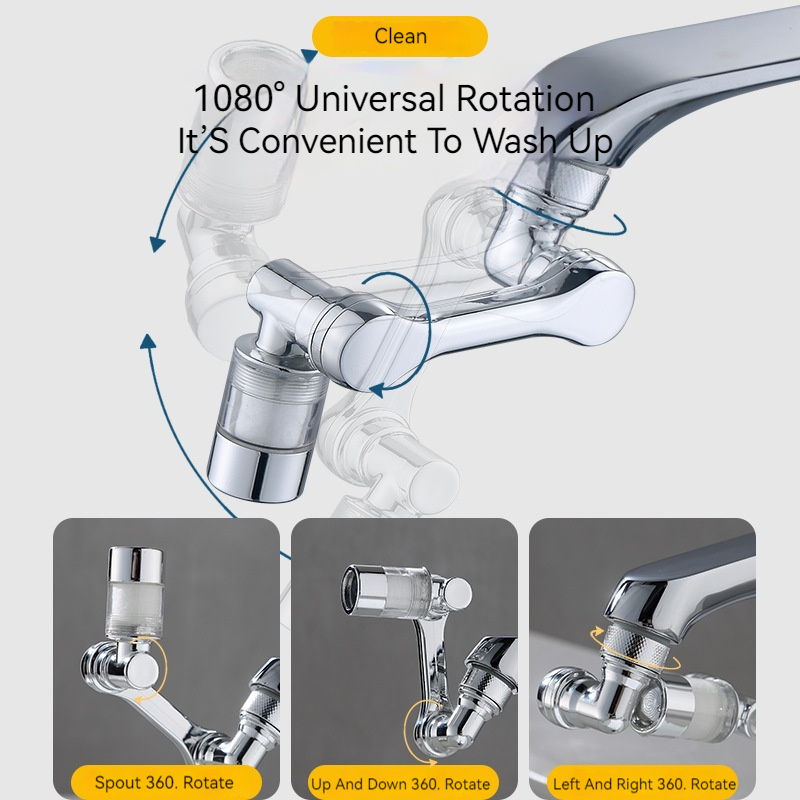 1080 °   หมุนกรองน้ํากรองก๊อกน้ําพลาสติก Mechanical ARM สเปรย์หัวห้องครัวอ่างล้างหน้า EXTENSION TAP Aerator Univer