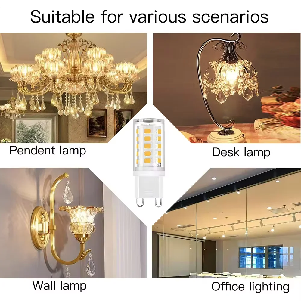 5W 7W 9W 12W AC220V-240V G9 LED Lamp Light Bulb 6000K White Spotlight Replace Halogen Light Home Energy Saving Bright Lamp Beads