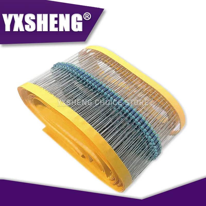 Resistencia de película de Metal, 100 piezas, 1/4W, 100R, 220R, 1K, 1,5 K, 2,2 K, 4,7 K, 10K, 22K, 47K, 100K, 100, 220, 1K5, 2K2, 4K7, 1M Ohm, nueva resistencia 1%, 1R ~ 10M
