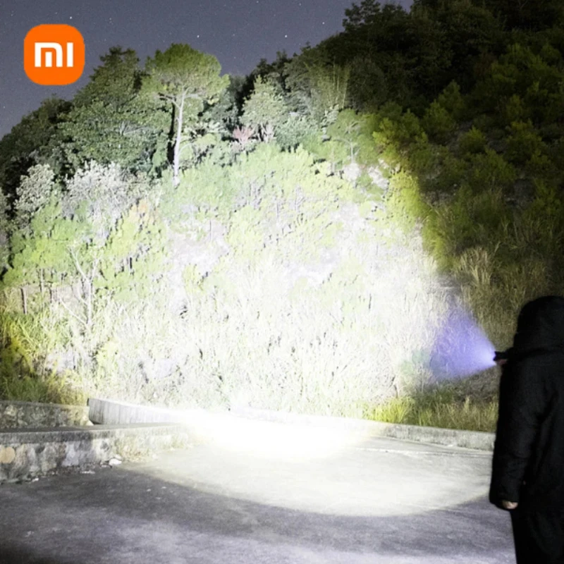 XIAOMI Portable LED Flashlight USB Rechargeable With Hook Zoomable Torch Outdoor Camping Hiking Long-range Emergency Lantern NEW