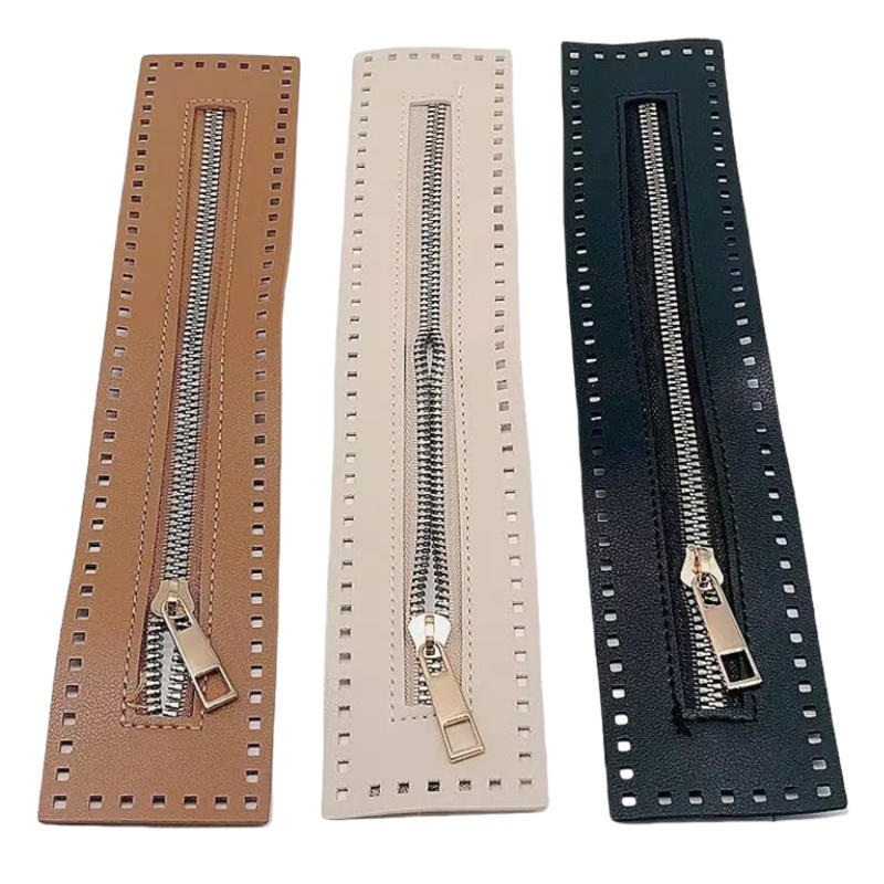 Cremallera de cuero de 27cm de largo, útil para bolso de ganchillo, Hardware, cremallera sólida, accesorio de costura, bolso útil, cremallera de cuero práctica
