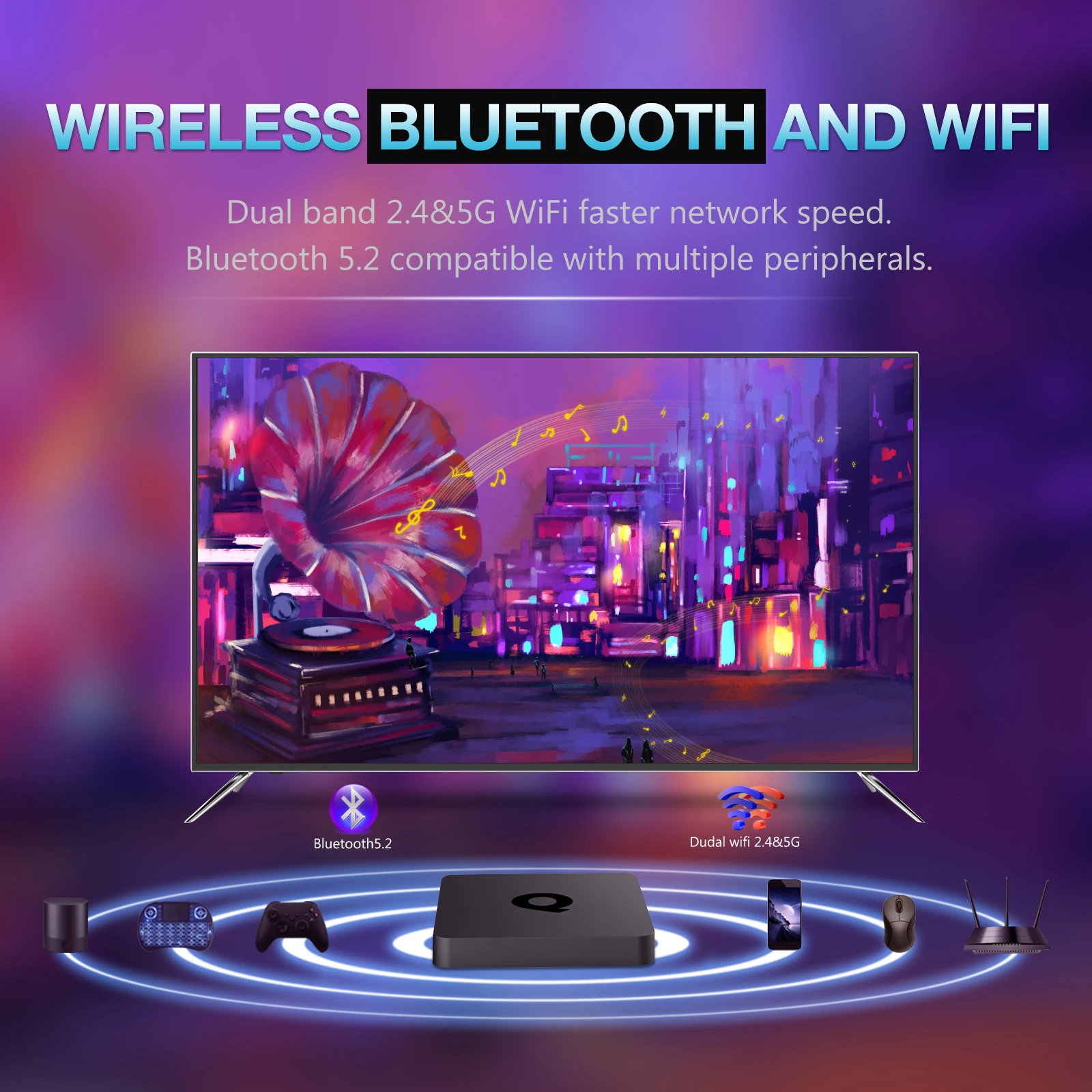 Q1 Smart TV Box Android 10 Allwinner H313 mit Unterstützung Dual Wifi 2,4G & 5G Video HD 4K Media Player Voice BT 5.2 Set Top Box