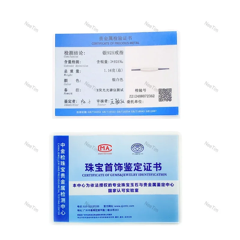 Anillo NeeTim Moissanite de Plata de Ley 925 con chapado en oro blanco, anillo de eternidad con diamantes de laboratorio, anillos de boda de compromiso para mujer