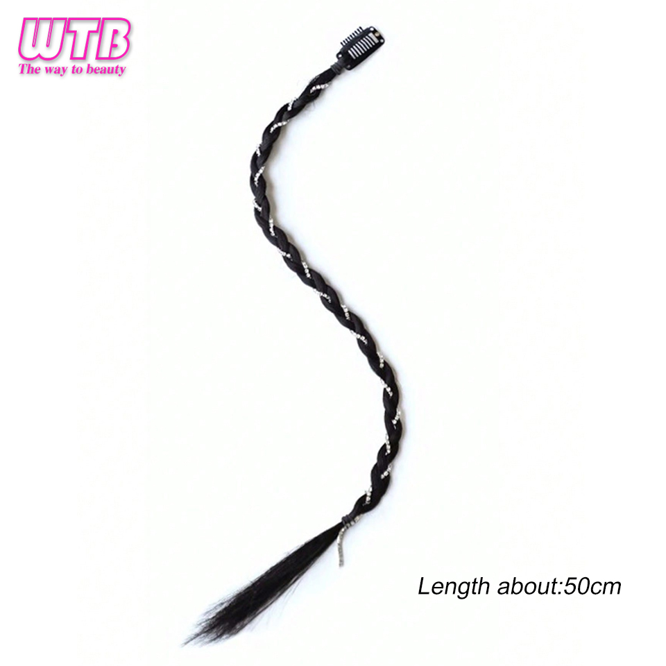 Peruca de boxe sintética com clipe BB forte, rabo de cavalo leve, peça de cabelo para mulheres 50cm de comprimento 2pcs