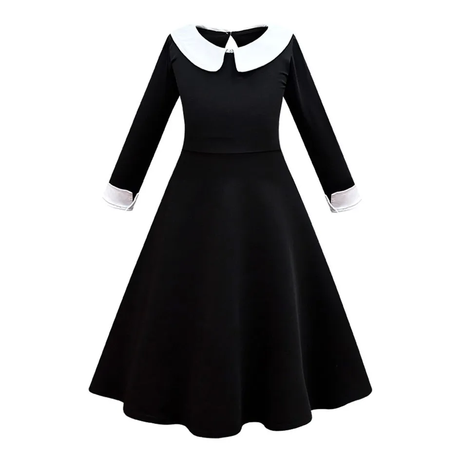 เด็ก Addams เครื่องแต่งกายเด็กทารกครอบครัวคอสเพลย์ฮาโลวีนเครื่องแต่งกายเด็กครอบครัวเต้นรําชุดสีดําวันพุธประกวดแฟนตาซี