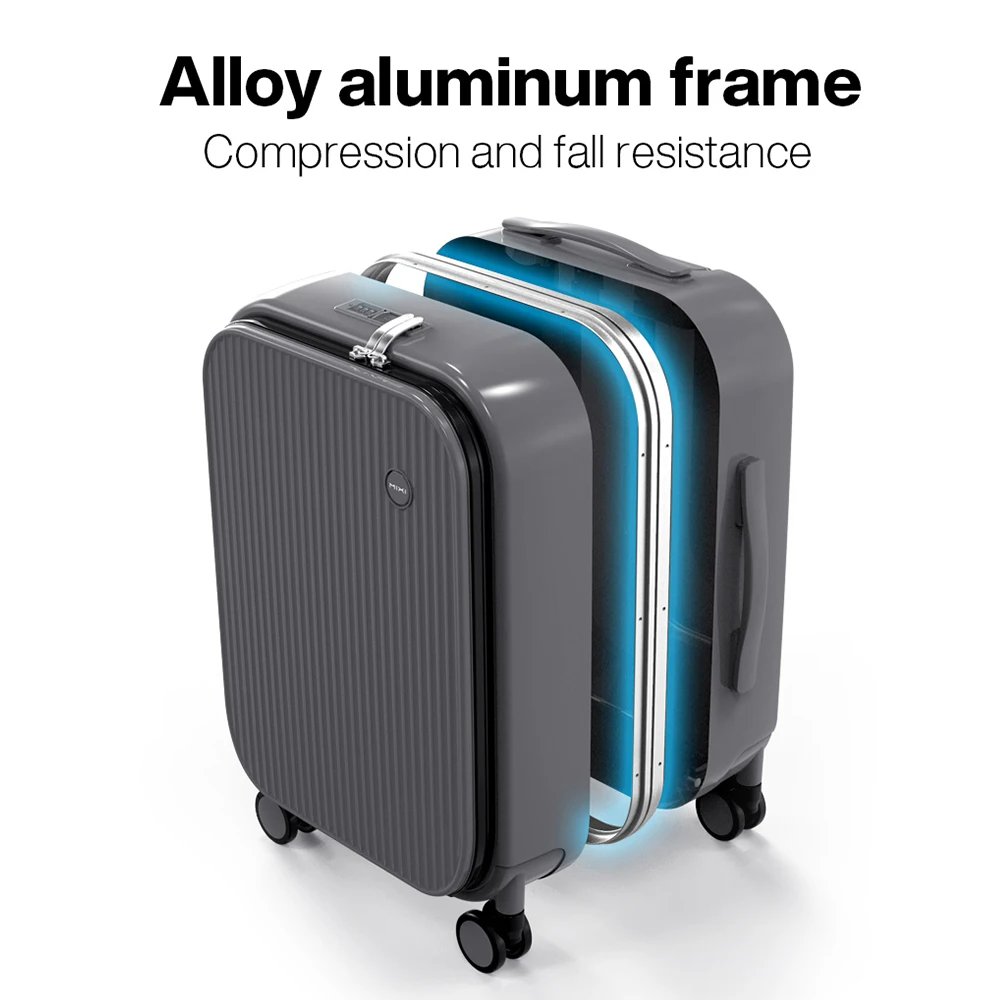 Mixi 2023 ผู้ชายใหม่ 18 ''20''Carry On กระเป๋าเดินทางกรอบอลูมิเนียมด้านหน้ากระเป๋าแล็ปท็อปกระเป๋าเดินทาง 100% PC TSA ล็อค Spinner ล้อ