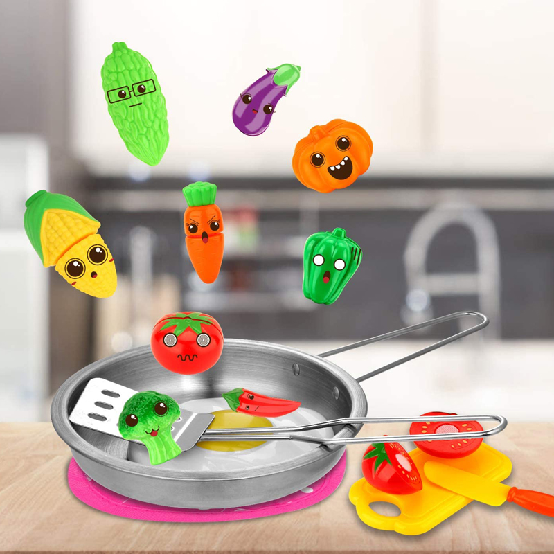 MINI utensili da cucina giocattoli set per bambini ragazza in acciaio inossidabile può contenere cibo cucina giocattoli da cucina educazione finta di giocare
