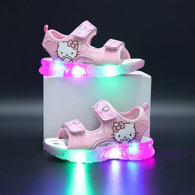 2024 frühling sommer neue sandalen schuhe weiche sohle mädchen kinder baby blinkende kleine mädchen nette prinzessin mode