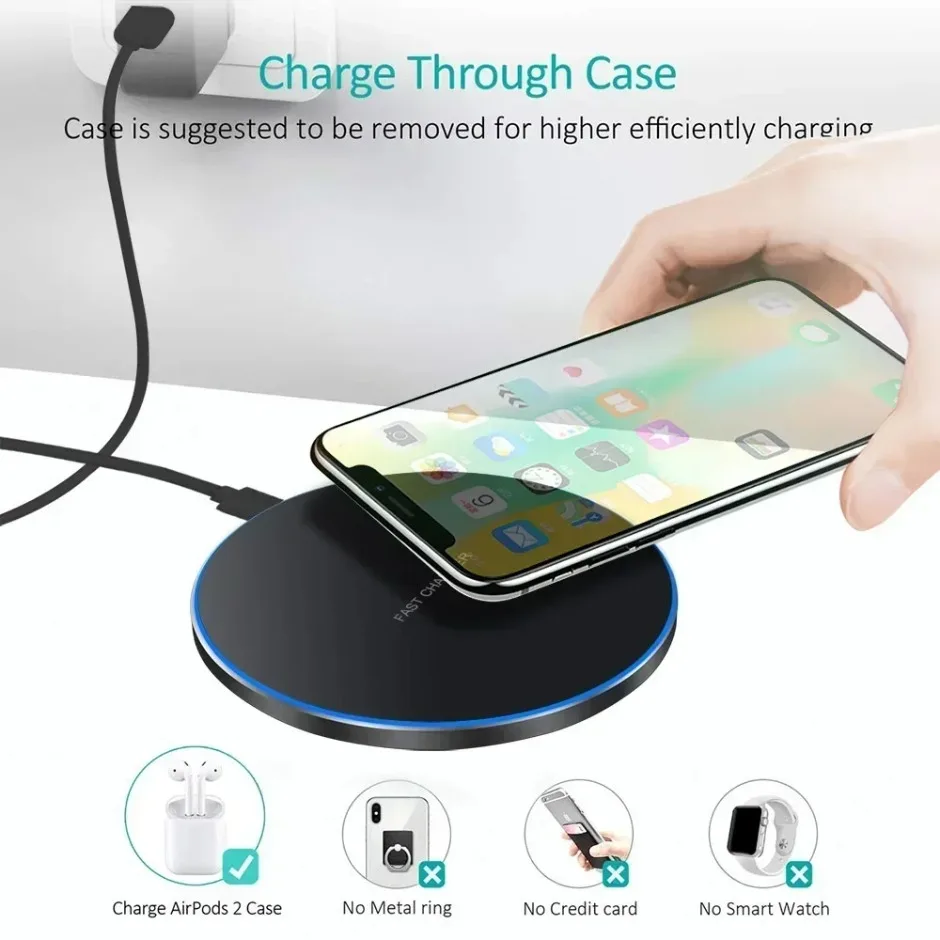 Induction Fast Charging Pad Dock Station For Samsung S23 S22 Xiaomi Huawei 2 in 1 Wireless Charger For iPhone 12-16 Pro Max