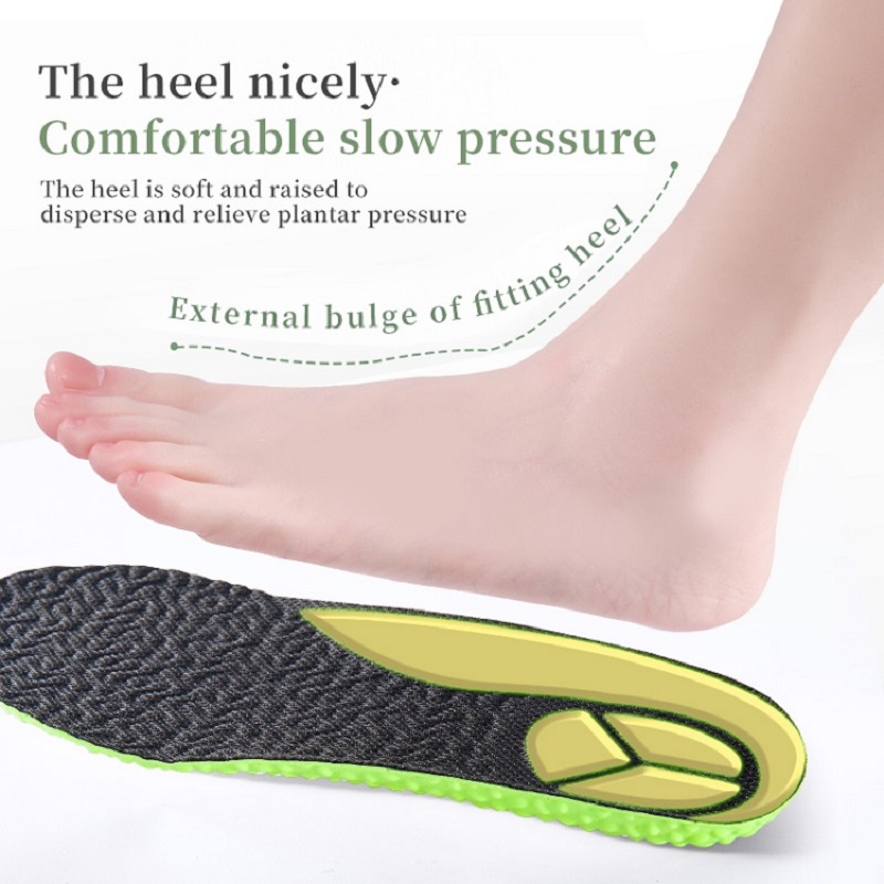 Sport Stoßdämpfung Einlegesohle Grün PU Memory Foam Atmungsaktive Arch Support Orthopädische Schuhe Pad Männer Frauen Fußpflege Schuhe Pad