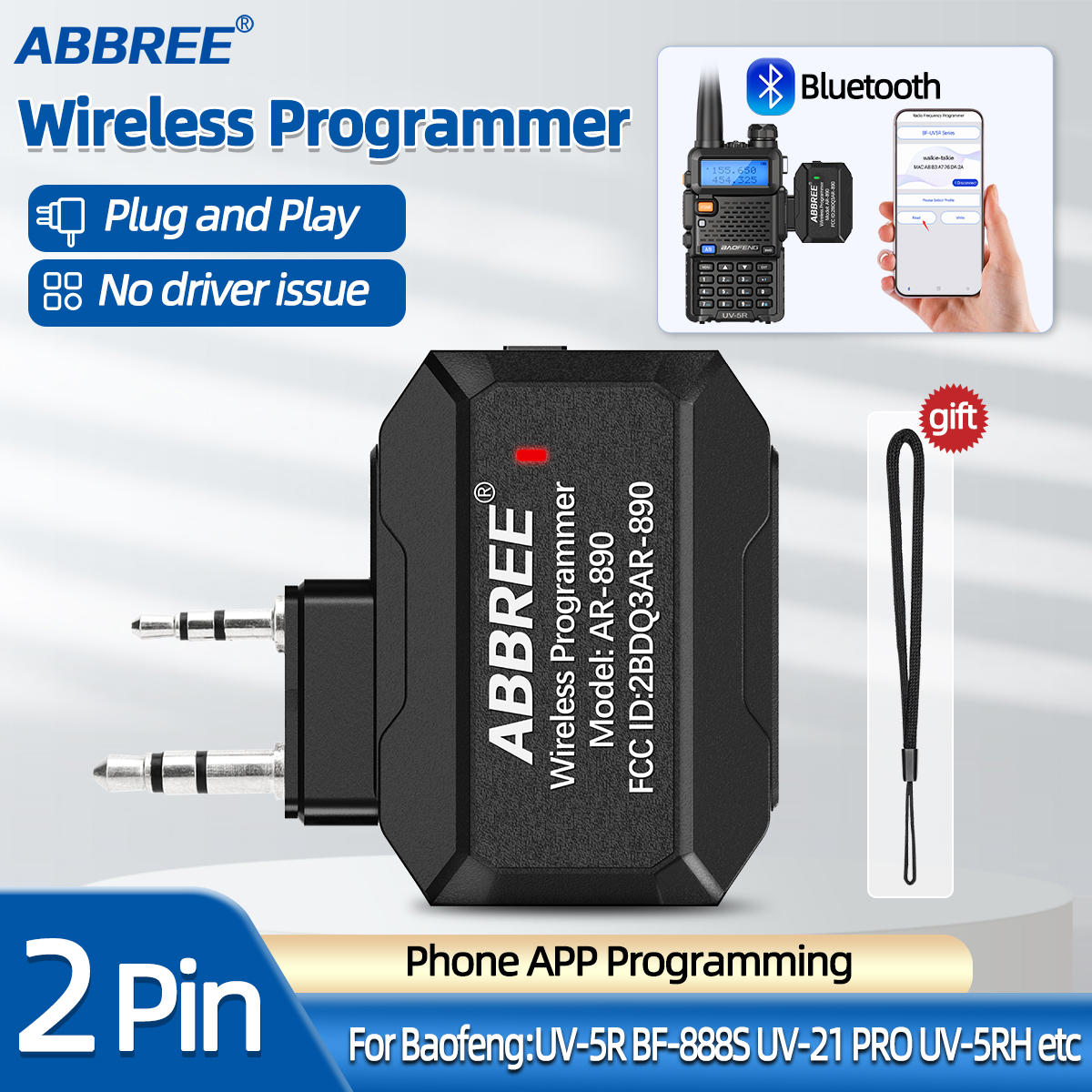 ABBREE Bluetooth Wireless Programmierer für Walkie Talkie Plug & Play Keine Treiber Ausgabe Telefon Typ-C für UV5R BF888S Quansheng UVK5
