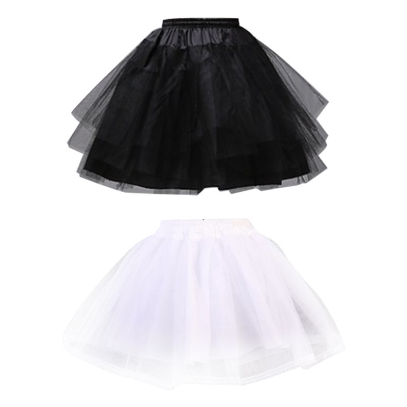 Frauen Mädchen Doppel Schichten Einfarbig Kurze Tüll Petticoats Elastische Bund EINE Linie Mesh Unterrock Krinolinen Für Hochzeit