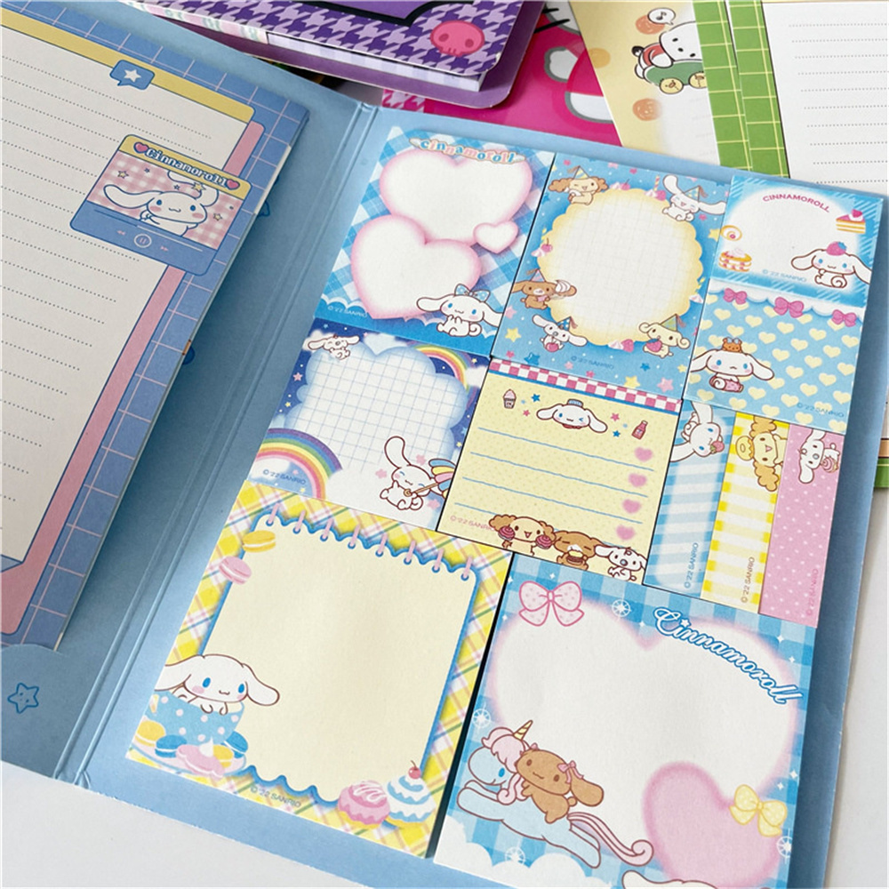 Kawaii Cartoon Hello Kitty Incolla nota adesiva Mymelody Cinnamoroll Carino Kuromi Notebook Studente Scuola di cancelleria per ufficio