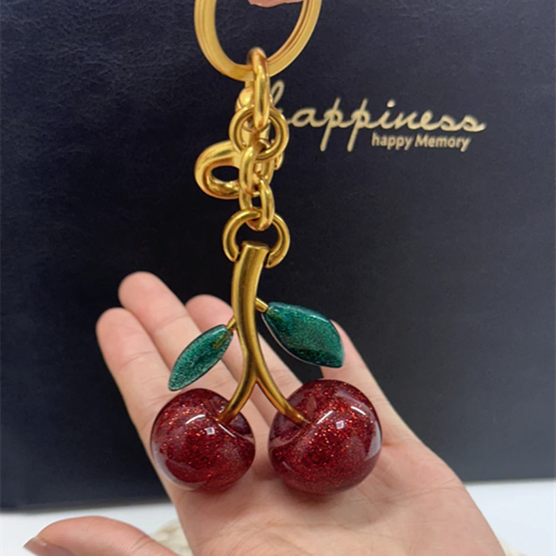 Five Different Styles Crystal Cherry Charm Pendant  For Coach Bag Women's Handbag Shoulder Bags Keychain Attachment Parts