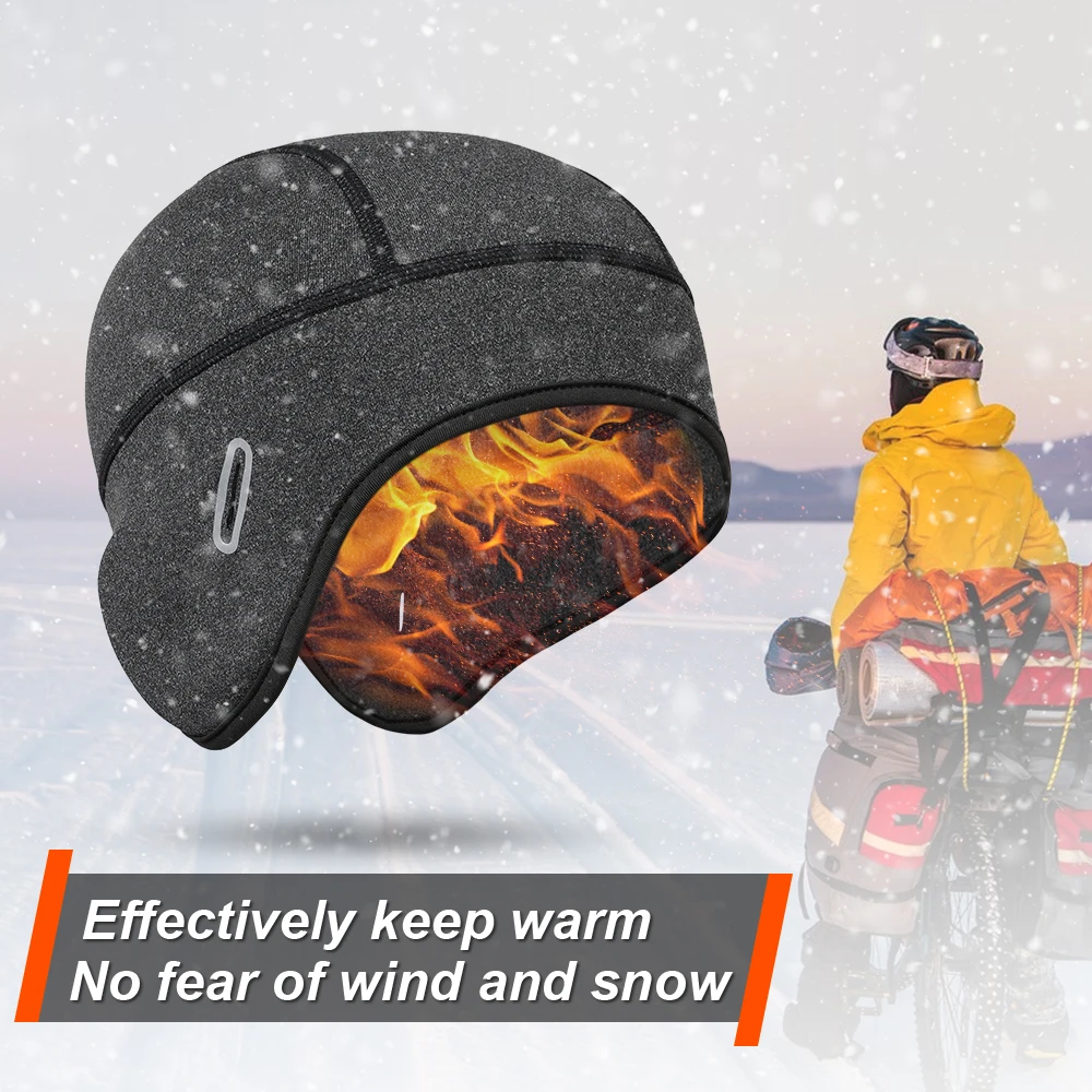 ฤดูหนาว Beanies หมวกขี่จักรยานความร้อนกลางแจ้งภายใต้ MTB หมวกกันน็อคหมวกขนแกะกีฬาผู้ชายจักรยานเล่นสกีวิ่งเดินป่าหมวกกะโหลกศีรษะ