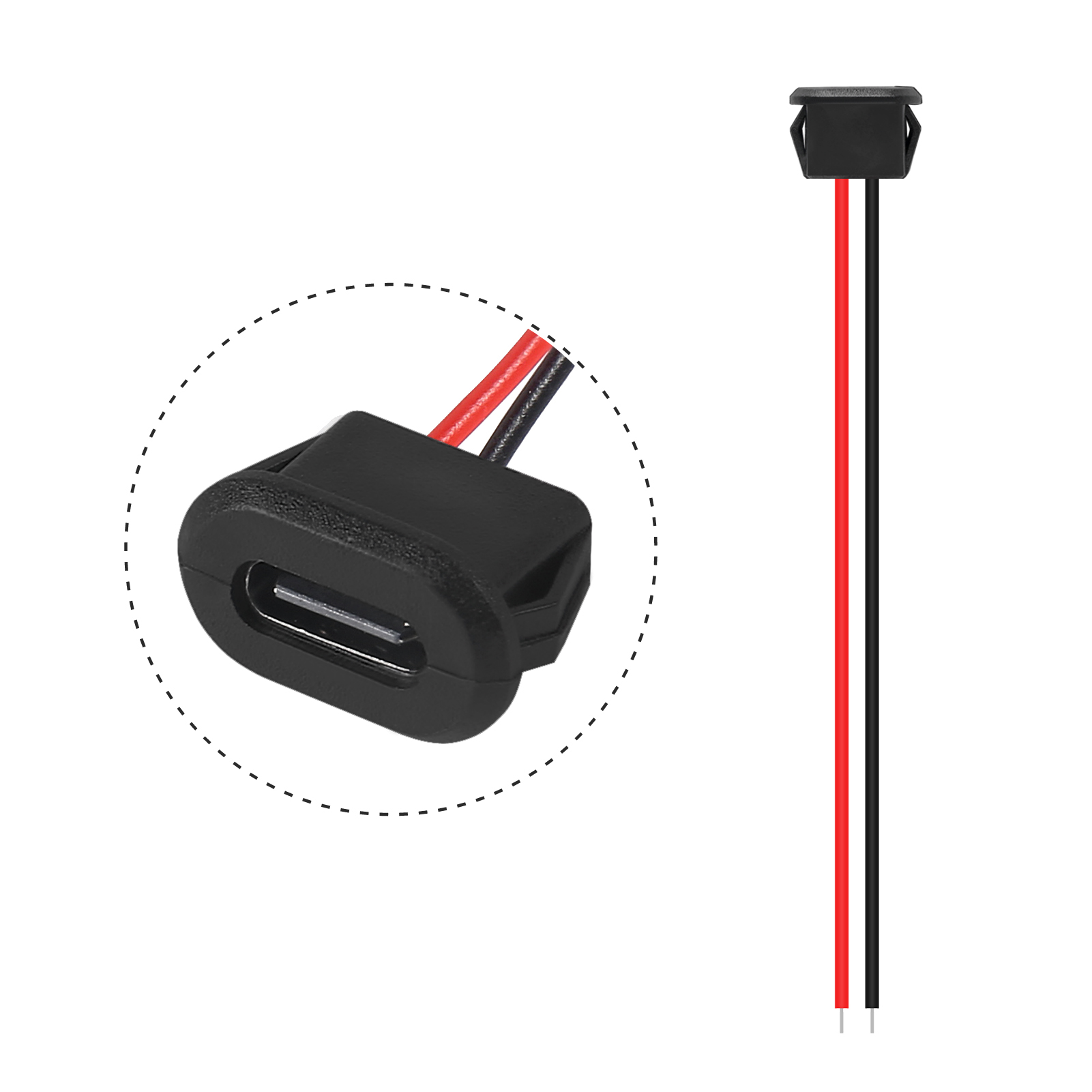 10 個 USB タイプ C 防水 USB コネクタ直接圧縮メスベースメスソケット充電インターフェース溶接ワイヤー付き