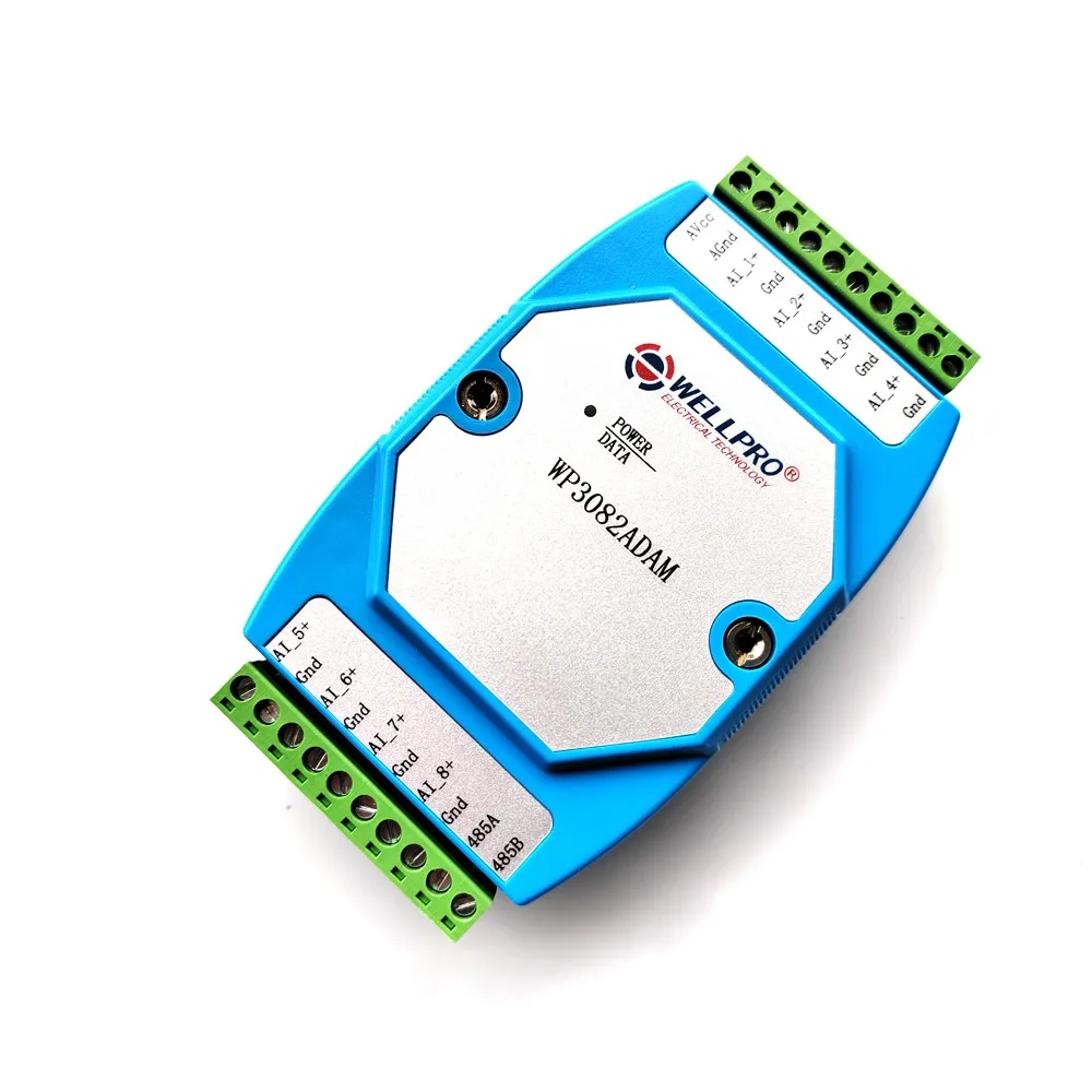 WP3082ADAM 8AI 0-20MA Of 4-20MA Analoge Ingang Module Din Rail RS485 Modbus Rtu Communicatie Wellpro
