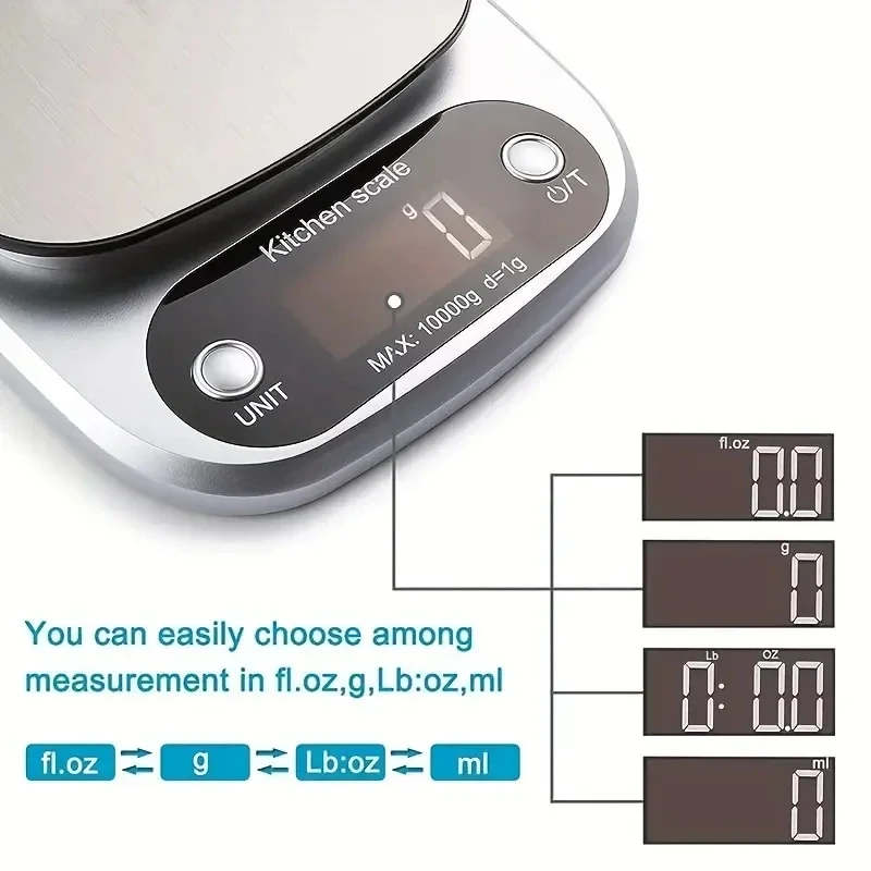 Bilancia da cucina digitale accurata da 1 pezzo per cucinare e cuocere al forno - Capacità di 22 libbre in grammi e once, perfetta per caffè, carne e altro ancora