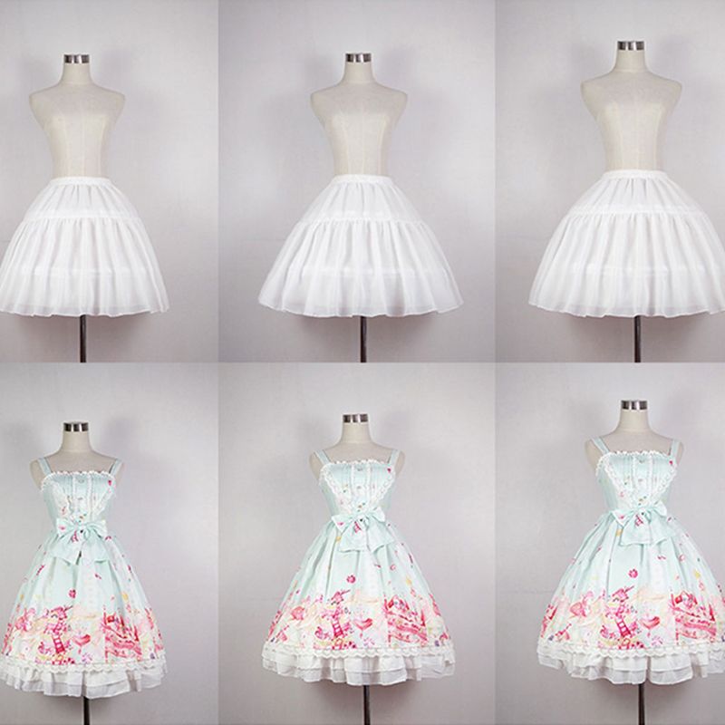 Sottoveste regolabile Lolita sottoveste corta nera o bianca per il matrimonio Lolita Cosplay donna ragazza vestito sottogonna