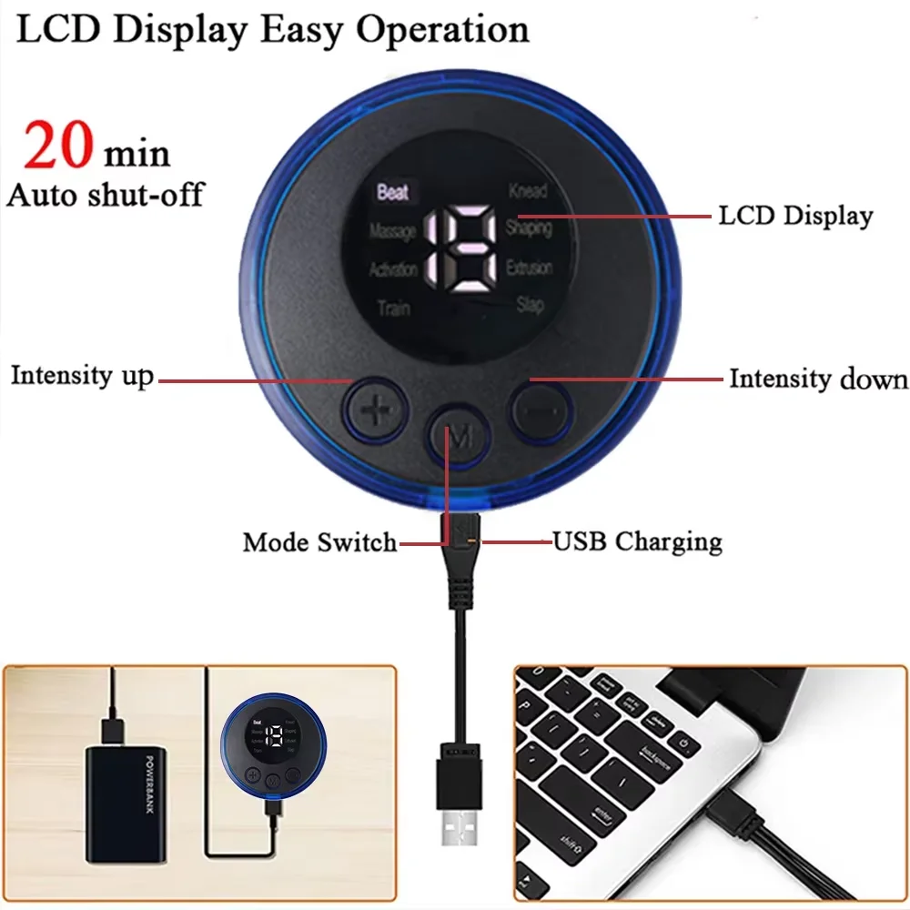 USB ricaricabile EMS stimolatore muscolare bracci addominali 3 in 1 pad da allenamento wireless intelligente fitness addominale trainer corpo dimagrante