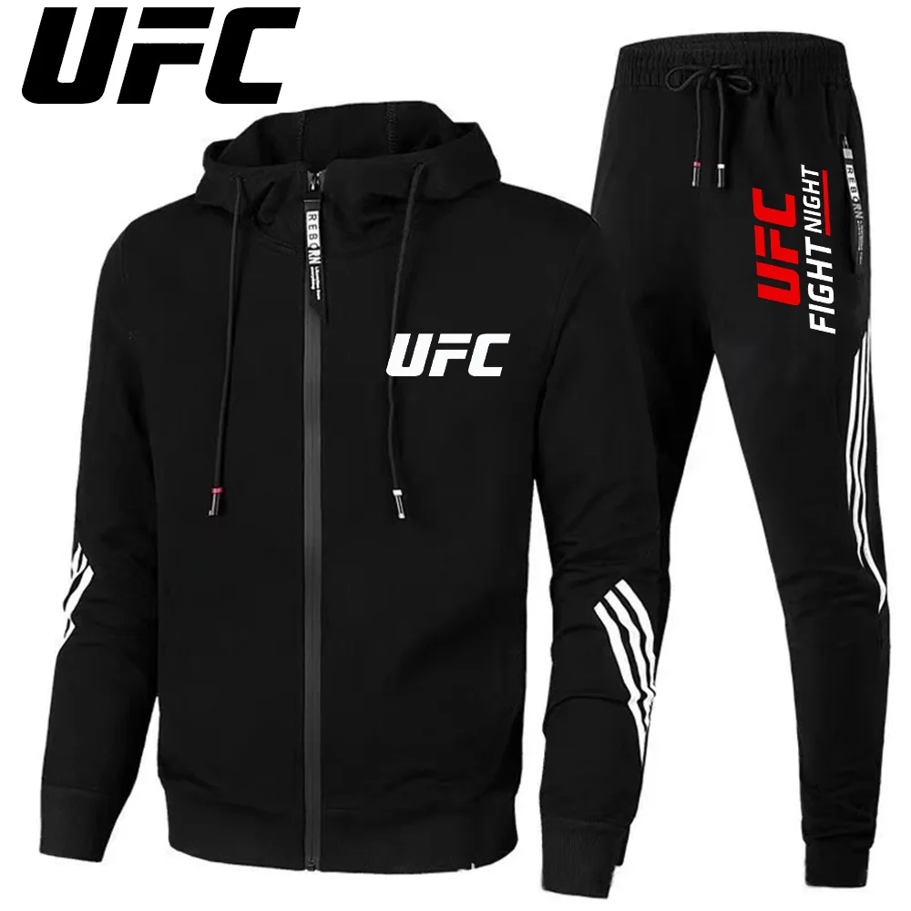 UFC Новый мужской повседневный спортивный комплект Frontier, модная куртка на молнии для бега, женский и мужской спортивный комплект, комплект уличной толстовки с принтом UFC