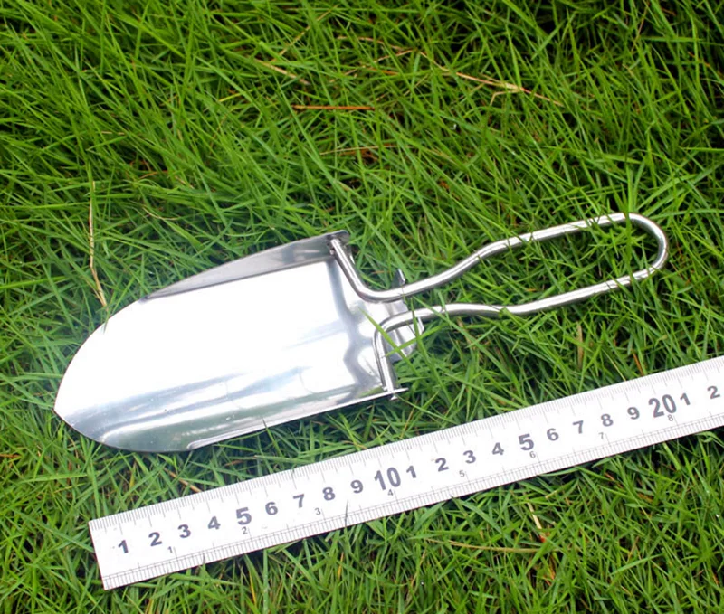 Mini Thép Không Gỉ Dụng Cụ Làm Vườn Thu Gọn Gấp Xẻng Cắm Trại Spade Công Cụ Làm Vườn Vải Trọn Gói Miễn Phí Vận Chuyển