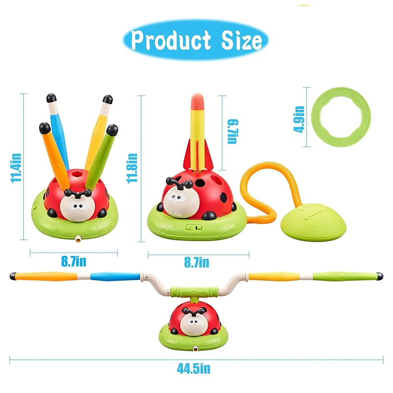 Ladybug กีฬาความบันเทิงเกมของเล่นมัลติฟังก์ชั่เชือกข้ามเครื่อง Ferrule Jump Rocket Launcher การศึกษากลางแจ้ง