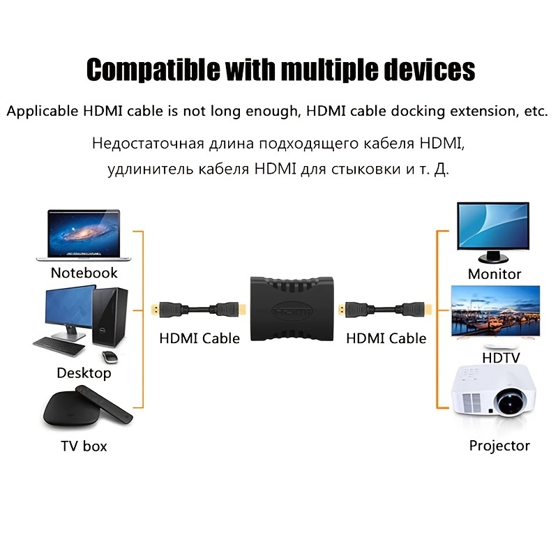 1-2 pces 4k hdmi extensor fêmea para fêmea conversor adaptador de extensão para monitor exibição portátil ps4/3 pc tv hdmi cabo extensão