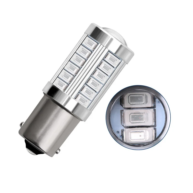 P21W BA15S LED 2x1156 PY21W BAY15D 5630 5730 33SMD หลอดไฟ LED BAU15S P21/5W 12V สำหรับไฟสัญญาณโคมไฟถอยหลัง