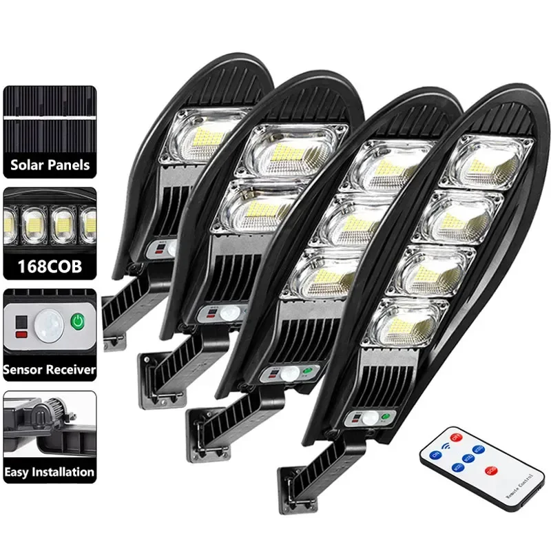 Farola Solar mejorada de 168LED, LED impermeable para exteriores, lámpara de pared para jardín, lámpara Solar de ángulo ajustable integrada de 10000mAH caliente